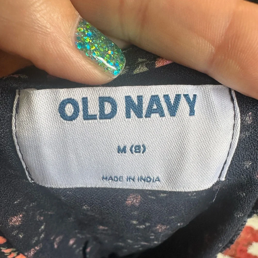 Old Navy Navy Blue Dress with Pink Floral Pattern NWT